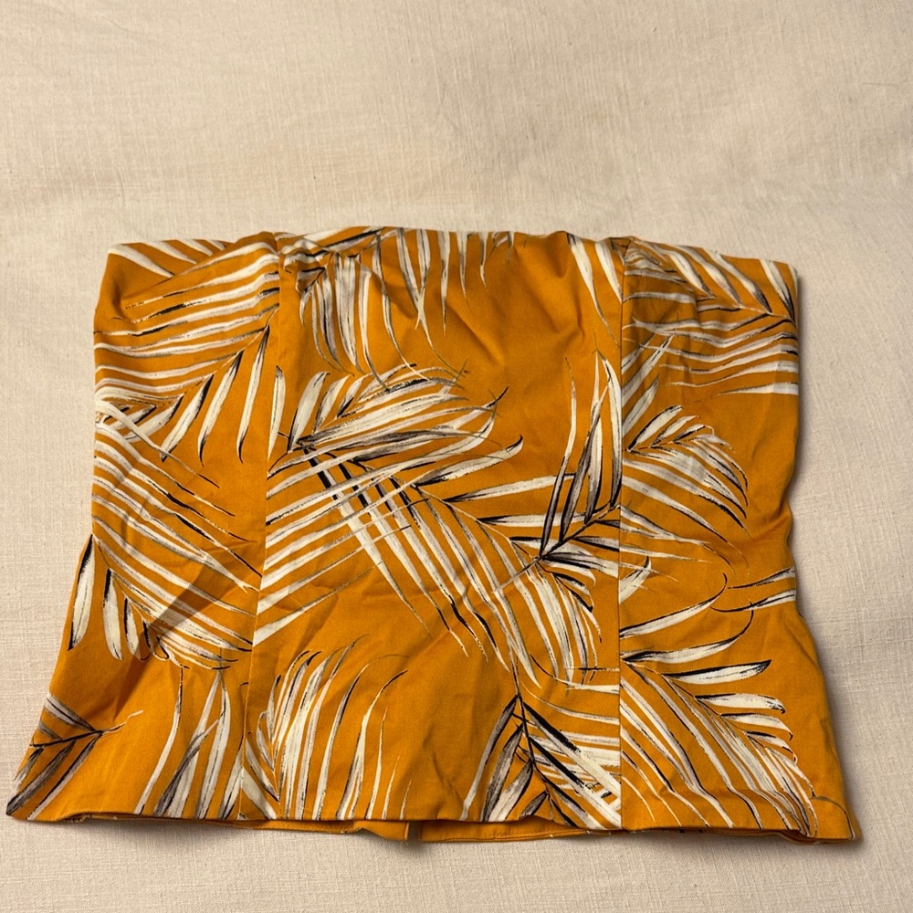White House Black Market Orange Leaf Print Top